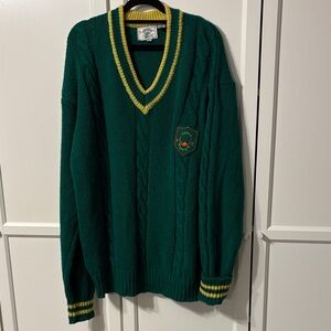 VINTAGE Virgin wool U.S. Polo Assn. V-Neck Sweater in Green with Yellow Trim